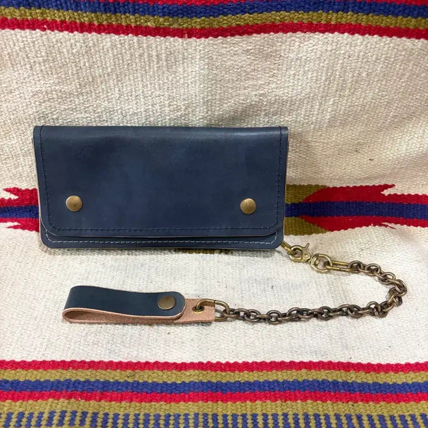 [BUNJANG] Japanese Handmade Vintage Blue Trucker Wallet and Chain Set / 제패니즈 헨드메이드 트러커 월렛 체인 세트