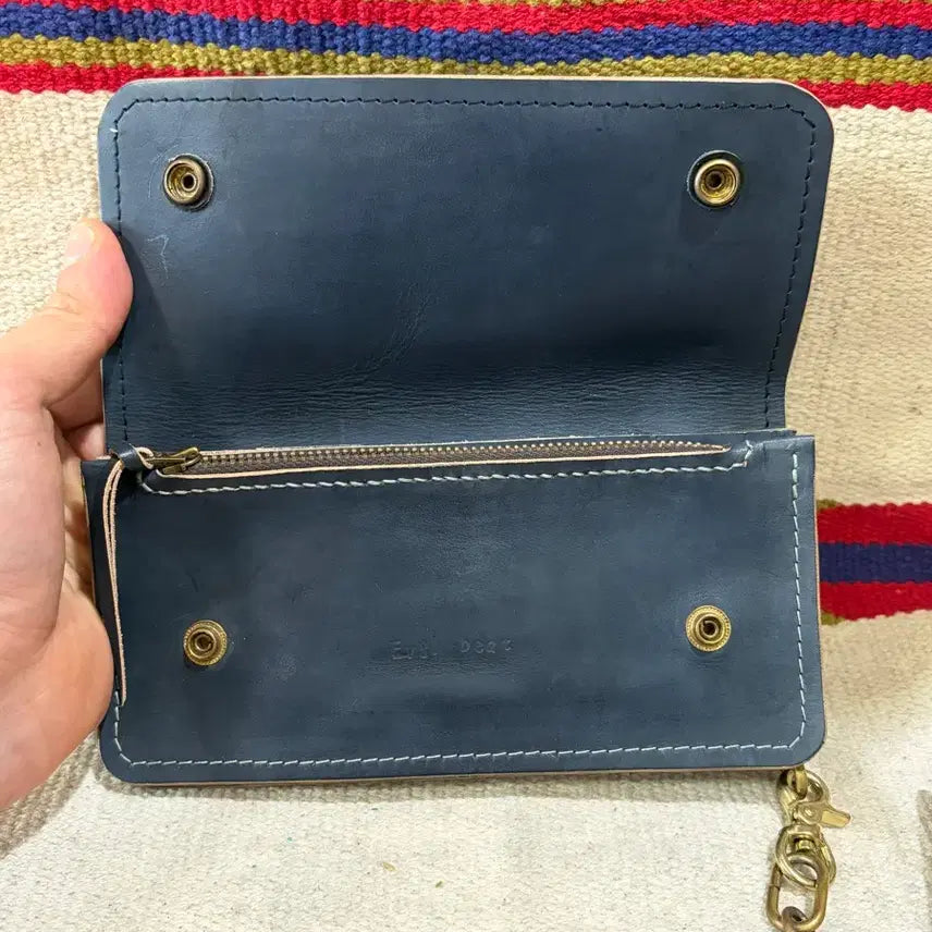 [BUNJANG] Japanese Handmade Vintage Blue Trucker Wallet and Chain Set / 제패니즈 헨드메이드 트러커 월렛 체인 세트
