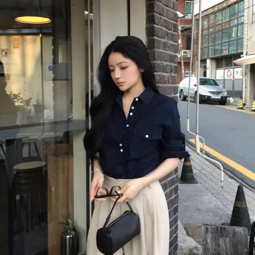 [BUNJANG] Flipped Linen Roll-Up Shirt / 플립 린넨 롤업 셔츠