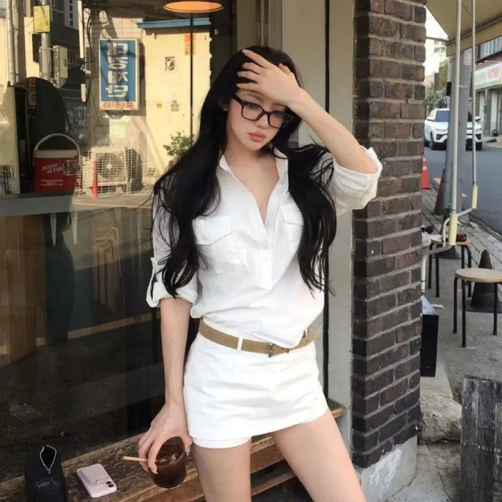 [BUNJANG] Flipped Linen Roll-Up Shirt / 플립 린넨 롤업 셔츠