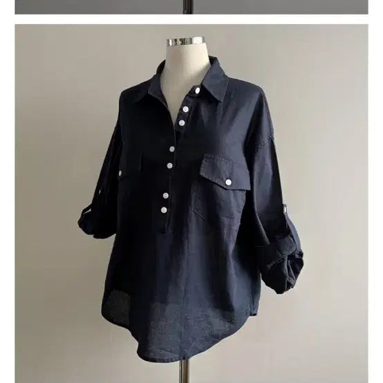 [BUNJANG] Flipped Linen Roll-Up Shirt / 플립 린넨 롤업 셔츠