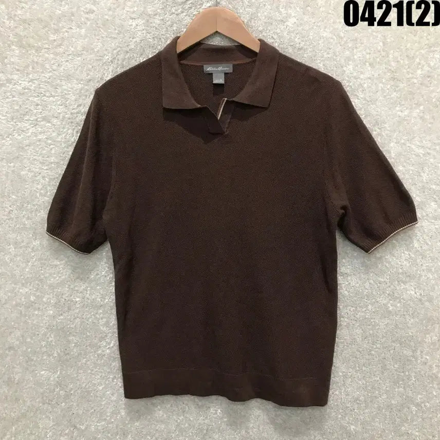 [BUNJANG] 에디바우어 반팔 카라 니트 브라운 L / 에디바우어 반팔 카라 니트 브라운 L
