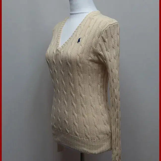 [SOLD OUT] 폴로/여성용/베이지색 브이넥니트/95사이즈/따봉구제(G-6)