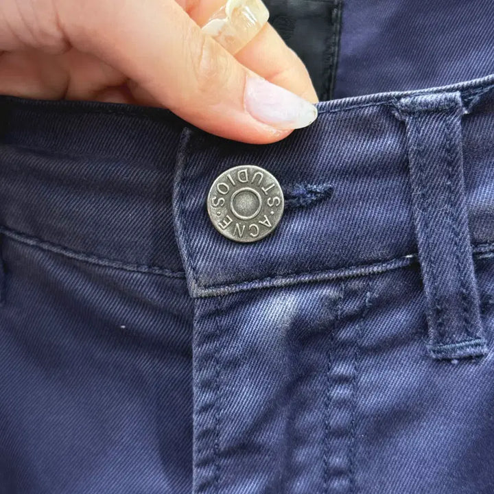 [BUNJANG] Acne Studios Cotton Straight Fit 5-Pocket Metal Button Navy Pants / 아크네스튜디오 코튼 팬츠 스트레이트 핏 5포켓 메탈 버튼 디테일 네이비
