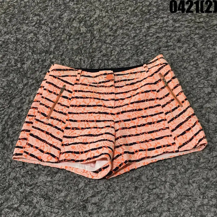 [BUNJANG] Olivia Lauren Orange Lace Striped Shorts / Olivia Lauren오렌지 레이스 스트라이프 반바지 29