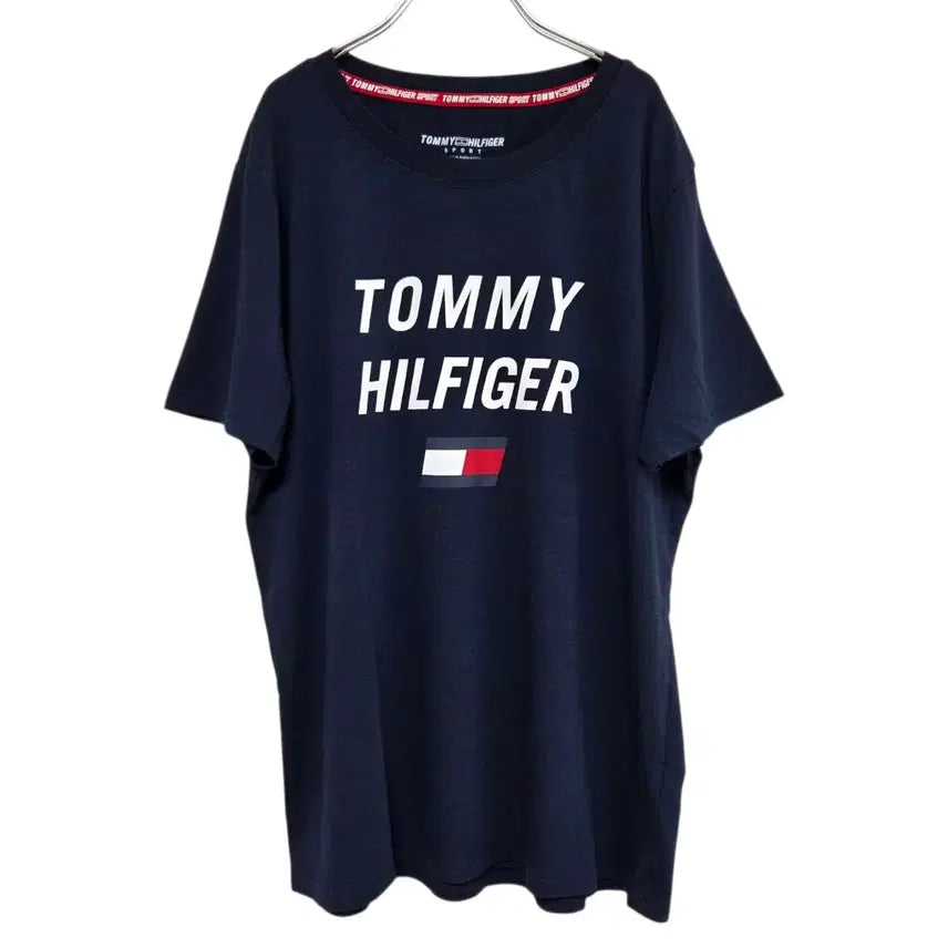 [BUNJANG] Tommy Hilfiger Big Logo Short Sleeve T-shirt Navy (S) / 타미힐피거 스포츠 반팔티 티셔츠 라운드티 네이비 여성 S