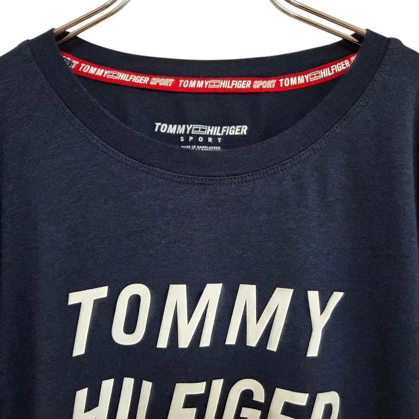 [BUNJANG] Tommy Hilfiger Big Logo Short Sleeve T-shirt Navy (S) / 타미힐피거 스포츠 반팔티 티셔츠 라운드티 네이비 여성 S