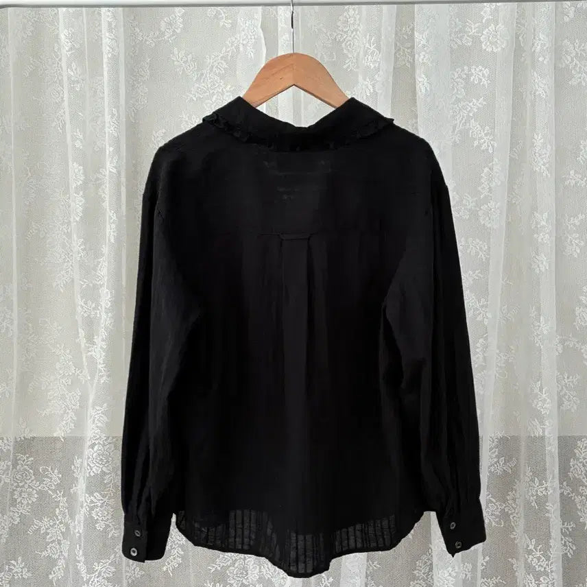 [BUNJANG] Tudomant Vintage Frill Blouse Black / F) 튜드먼트 빈티지 프릴 블라우스 블랙