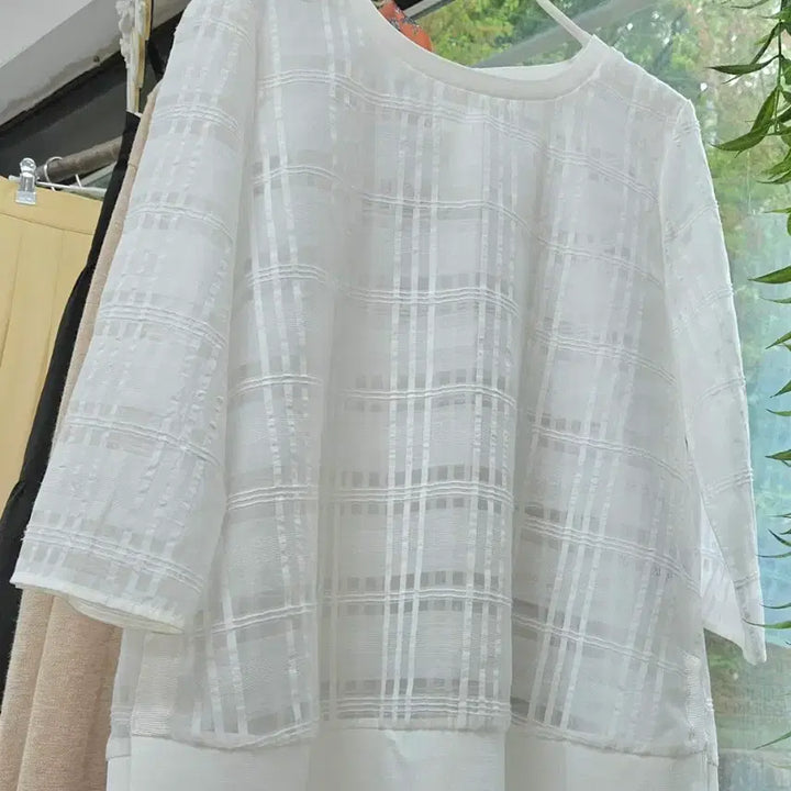 [SOLD OUT] [새상품]시스루 체크 블라우스