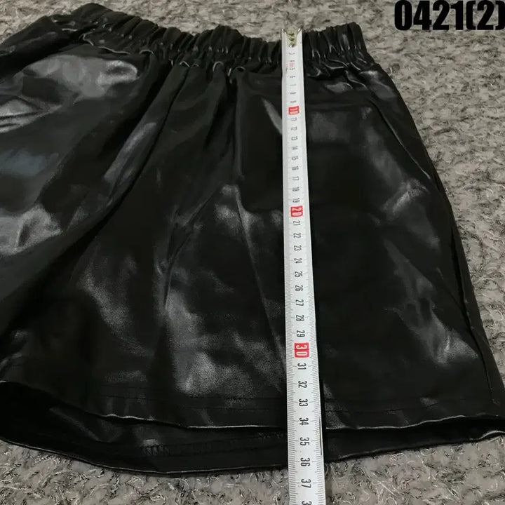 [BUNJANG] Black Leather Shorts M / 블랙 레더 반바지 숏팬츠 m