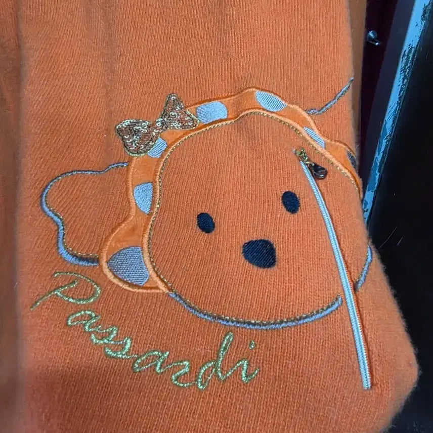 [BUNJANG] Passardi Orange Character Half-Zip Windproof Long Knit / Passardi 오렌지색 캐릭터 반집업 방풍롱니트.   /16