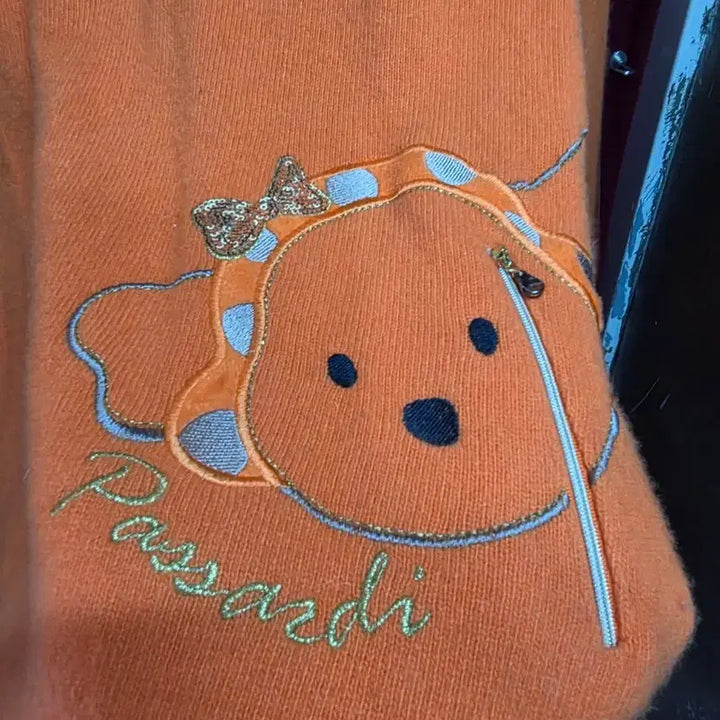 [BUNJANG] Passardi Orange Character Half-Zip Windproof Long Knit / Passardi 오렌지색 캐릭터 반집업 방풍롱니트.   /16