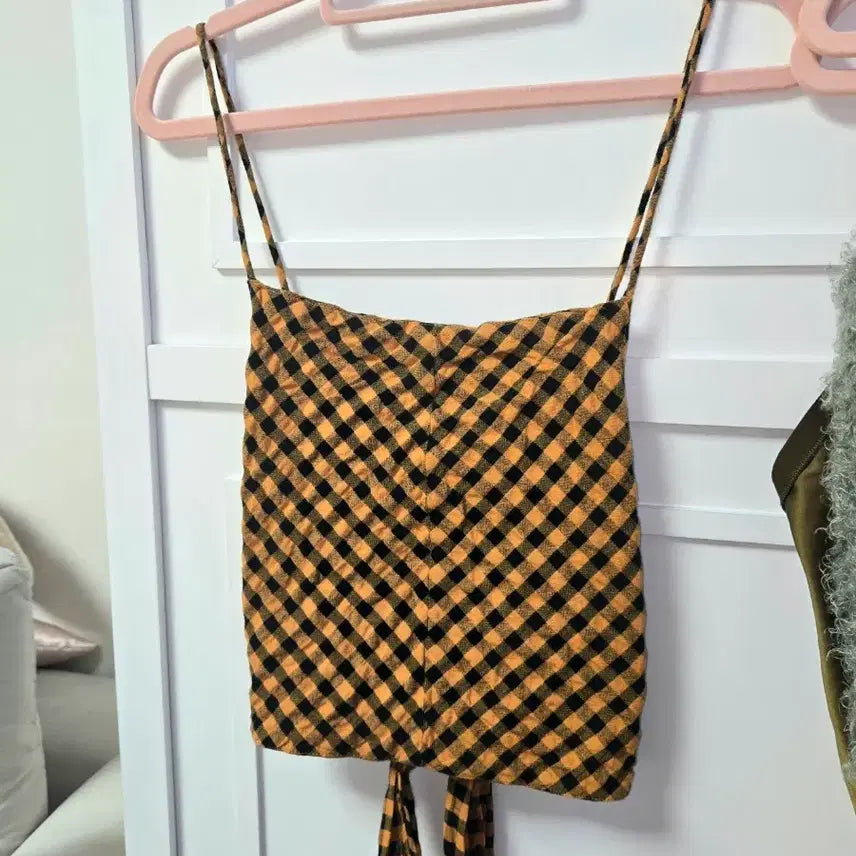[BUNJANG] ZARA Gingham Check Halter Neck Crop Top / ZARA 깅엄체크 홀터넥 크롭 탑