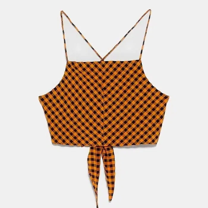 [BUNJANG] ZARA Gingham Check Halter Neck Crop Top / ZARA 깅엄체크 홀터넥 크롭 탑