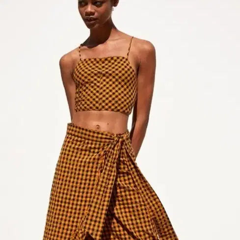 [BUNJANG] ZARA Gingham Check Halter Neck Crop Top / ZARA 깅엄체크 홀터넥 크롭 탑