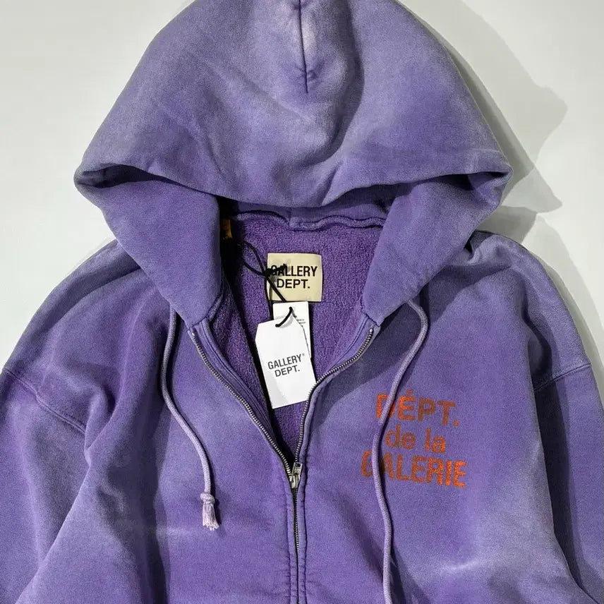 [SOLD OUT] 갤러리 디파트먼트 선페이드 프렌치 로고 후드 집업 퍼플 XL사이즈