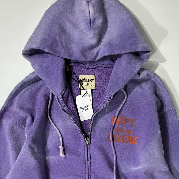 [SOLD OUT] 갤러리 디파트먼트 선페이드 프렌치 로고 후드 집업 퍼플 XL사이즈
