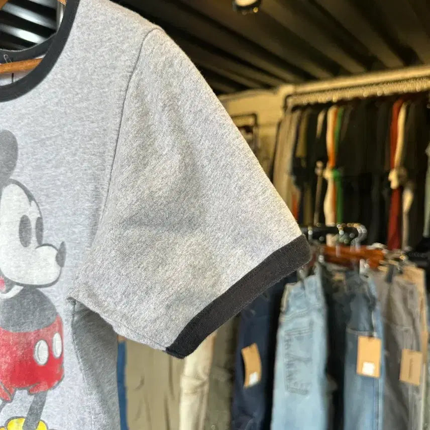 [BUNJANG] Disney Mickey Mouse Ringer T-shirt / [90]디즈니 미키마우스 프린팅 링거 티셔츠