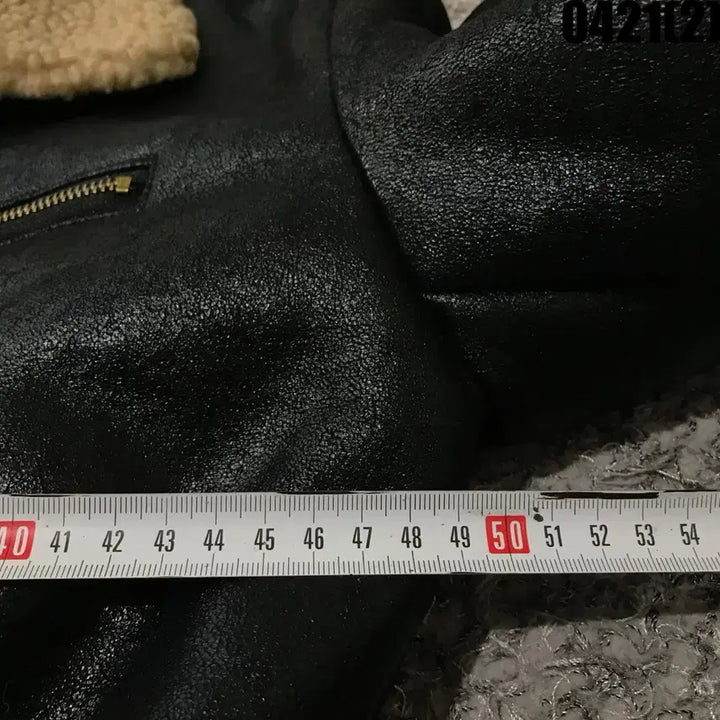 [BUNJANG] Bacha Black Shearling Collar Leather Jacket / Bacha 검정색 양털 카라 가죽 자켓 s
