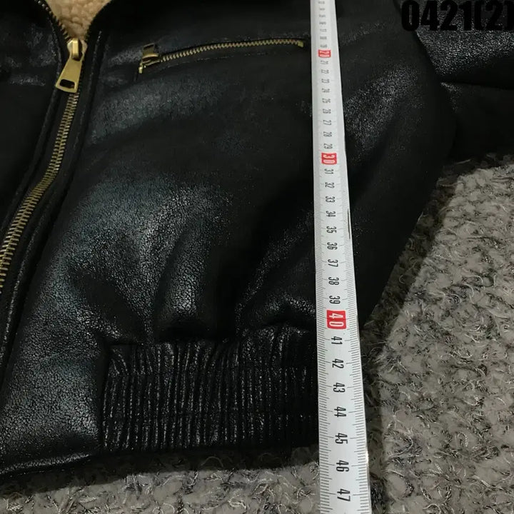 [BUNJANG] Bacha Black Shearling Collar Leather Jacket / Bacha 검정색 양털 카라 가죽 자켓 s