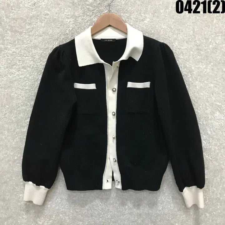 [BUNJANG] ME-SENSE Black and White Color Block Cardigan / ME-SENSE 블랙/화이트 배색 가디건 free