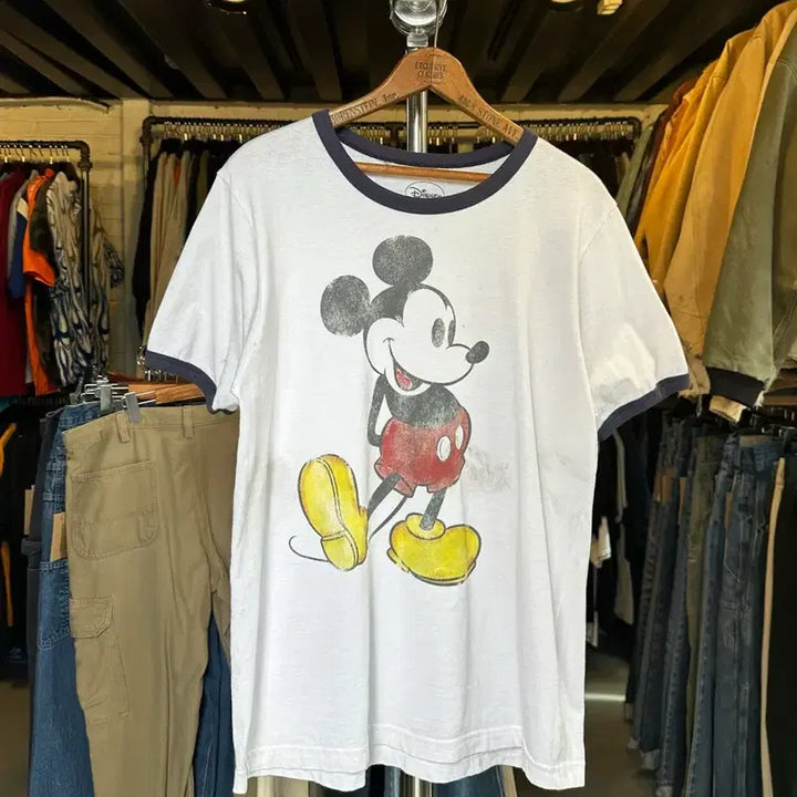 [BUNJANG] Disney Mickey Mouse Dirty Ringer T-shirt / [95]디즈니 미키마우스 프린팅 더티 링거 티셔츠