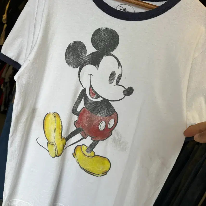 [BUNJANG] Disney Mickey Mouse Dirty Ringer T-shirt / [95]디즈니 미키마우스 프린팅 더티 링거 티셔츠