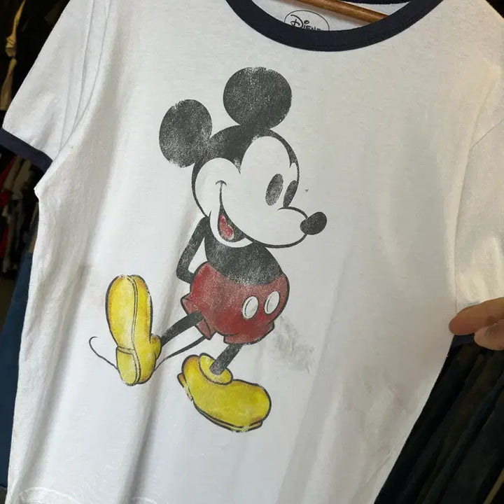 [BUNJANG] Disney Mickey Mouse Dirty Ringer T-shirt / [95]디즈니 미키마우스 프린팅 더티 링거 티셔츠