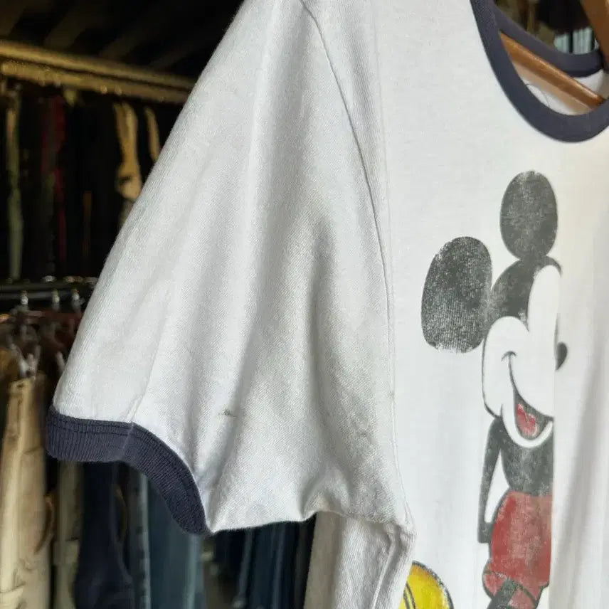 [BUNJANG] Disney Mickey Mouse Dirty Ringer T-shirt / [95]디즈니 미키마우스 프린팅 더티 링거 티셔츠