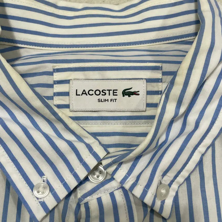 [BUNJANG] Lacoste Slim Fit Striped Long Sleeve Shirt / 2XL 라코스테 슬림핏 스트라이프 긴팔 셔츠 0421-1