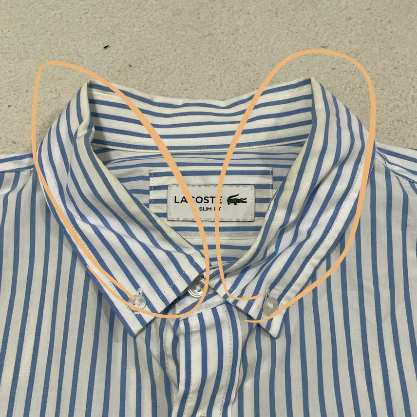 [BUNJANG] Lacoste Slim Fit Striped Long Sleeve Shirt / 2XL 라코스테 슬림핏 스트라이프 긴팔 셔츠 0421-1