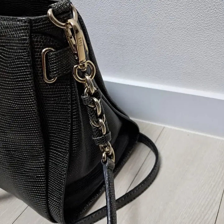 [BUNJANG] Daks Black Leather Tote/Shoulder Bag / 닥스 블랙 레더 토트백 겸 숄더백
