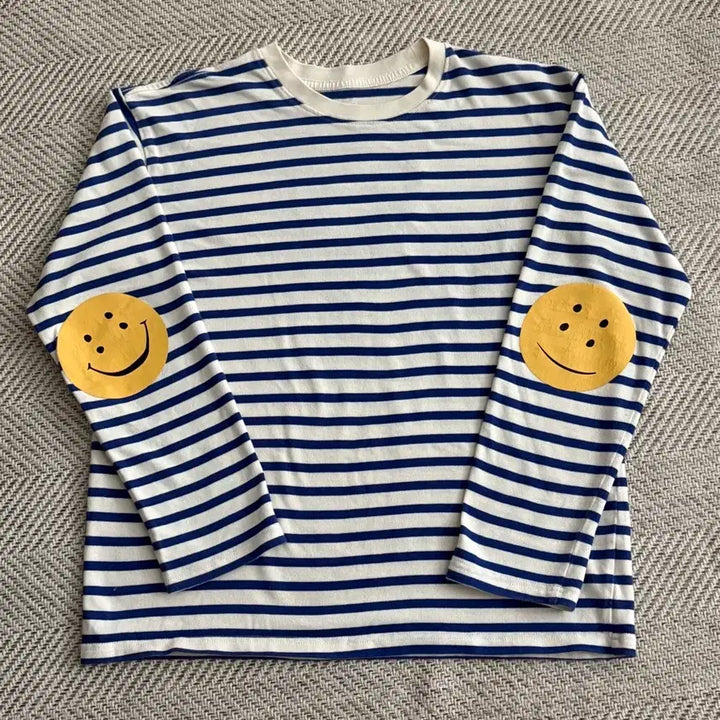 [BUNJANG] 블루 줄무늬 스마일 티셔츠/ unisex / 블루 줄무늬 스마일 티셔츠/ unisex
