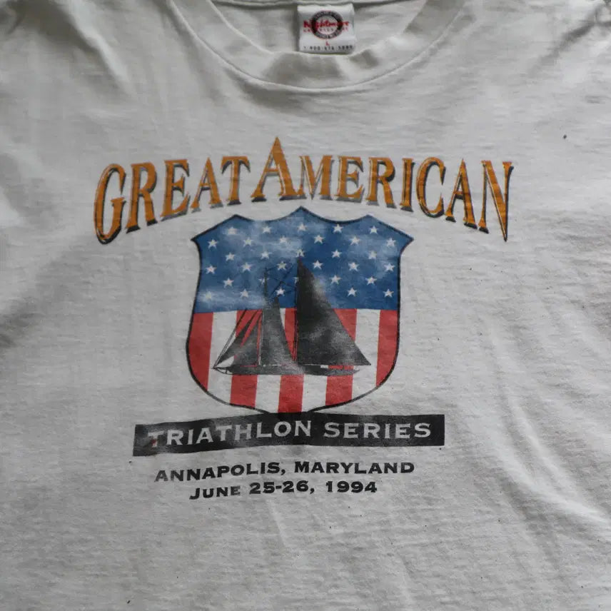 [SOLD OUT] 90s MADE IN USA 싱글스티치 빈티지 성조기 티셔츠 L
