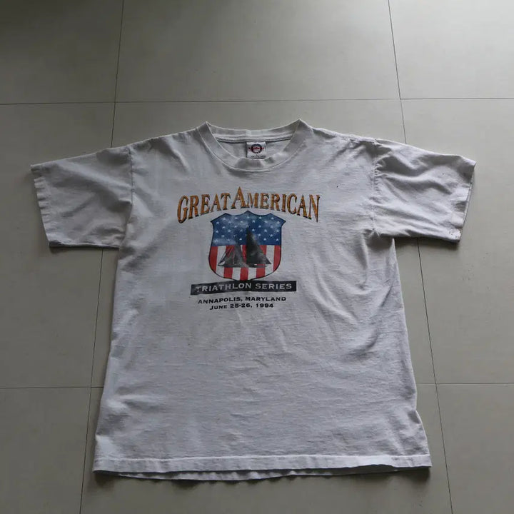 [SOLD OUT] 90s MADE IN USA 싱글스티치 빈티지 성조기 티셔츠 L