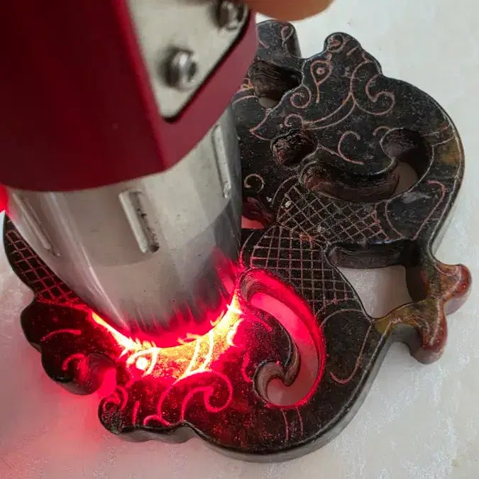 [BUNJANG] Jade Carving Double Dragon Pendant / 고옥에강옥 쌍용 묘금옥패