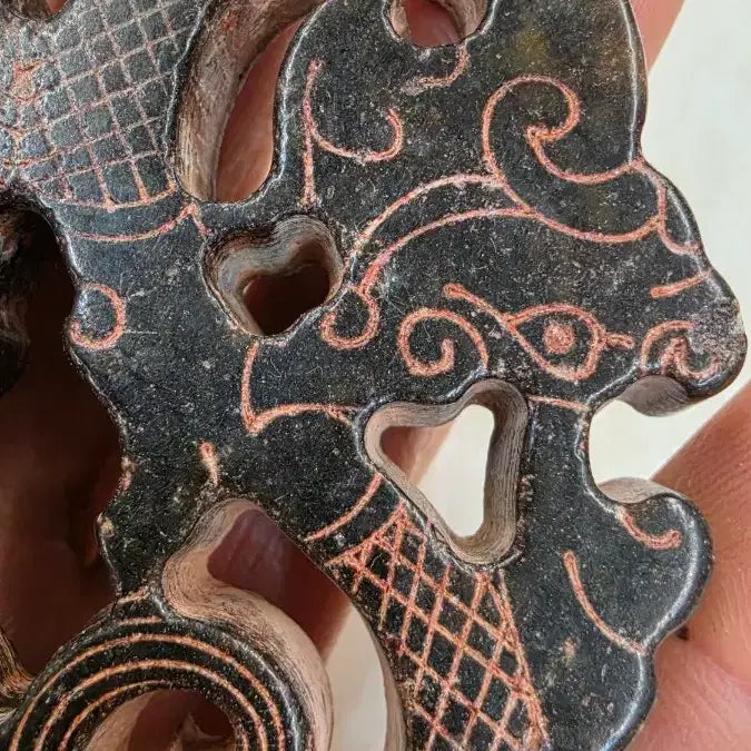 [BUNJANG] Jade Carving Double Dragon Pendant / 고옥에강옥 쌍용 묘금옥패