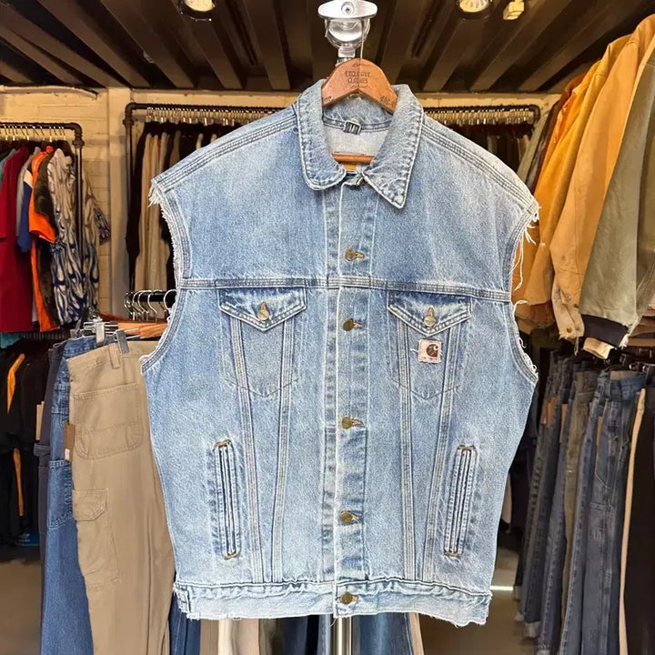 [BUNJANG] Carhartt Custom Denim Vest / [100]00s 칼하트 커스텀 데님 베스트 made in usa