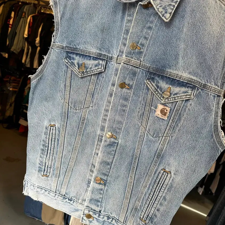 [BUNJANG] Carhartt Custom Denim Vest / [100]00s 칼하트 커스텀 데님 베스트 made in usa