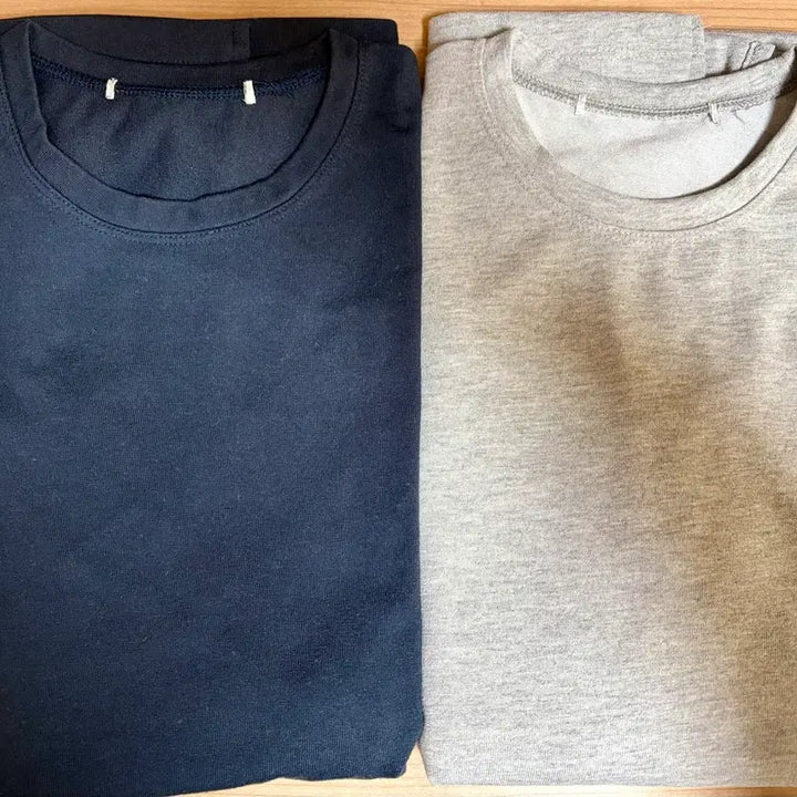 [BUNJANG] Soare 365 Long Sleeve T-shirt Set (Melange/Navy S) / 수아레 365 긴팔티 세트 (멜란지/네이비 S)