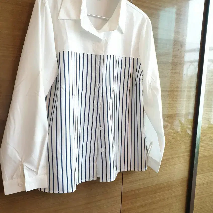 [BUNJANG] White Stripe Blouse / (새상품)화이트 스트라이프 셔츠