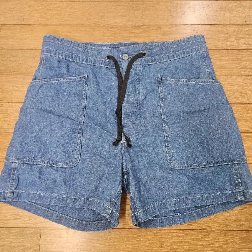 [SOLD OUT] 더블알엘 인디고 코튼 리넨 샴브레이 쇼츠 인디고 린스 32