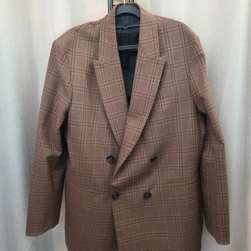 [BUNJANG] Zara Brown Check Double Jacket / 자라 브라운 체크 더블 자켓