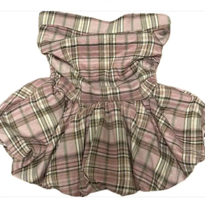 [BUNJANG] Check Shirring Smocked Top / 체크 셔링 스모크 탑