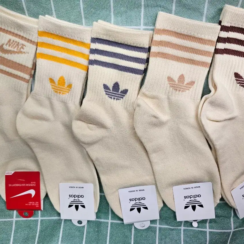 [BUNJANG] Nike Adidas Ivory Socks (10 Pairs) / 나이키 아디다스 아이보리 남,여 양말 10켤레
