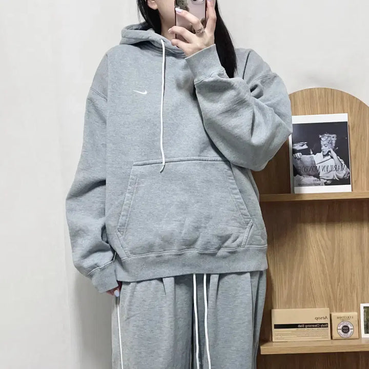 [BUNJANG] Nike Grey Swoosh Fleece Hoodie XL / [정품] 나이키 그레이 스우시 기모 후드티 [ XL ]
