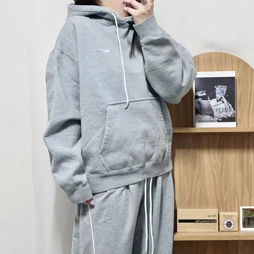 [BUNJANG] Nike Grey Swoosh Fleece Hoodie XL / [정품] 나이키 그레이 스우시 기모 후드티 [ XL ]