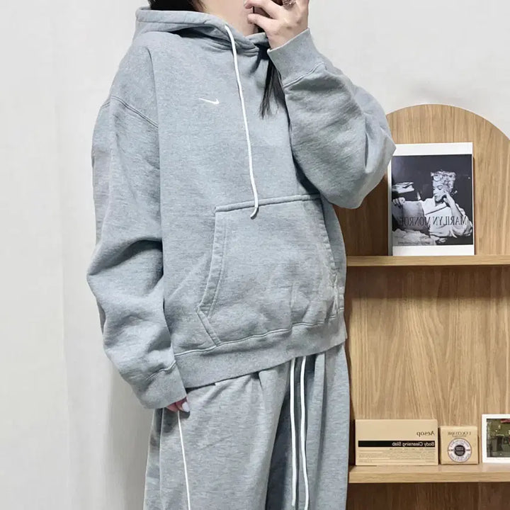[BUNJANG] Nike Grey Swoosh Fleece Hoodie XL / [정품] 나이키 그레이 스우시 기모 후드티 [ XL ]