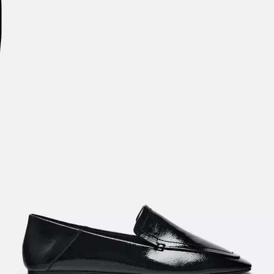 [BUNJANG] ZARA Black Enamel Loafer Flat Shoes / 자라 ZARA 블랙 에나멜 로퍼 플랫슈즈