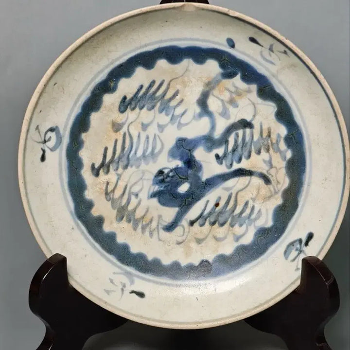 [BUNJANG] Ming Dynasty Folk Kiln Blue and White Porcelain Dragon Plate / [진품] 명대 민요 청화백자 용문 접시 중국도자기 골동품 수집품 미술품